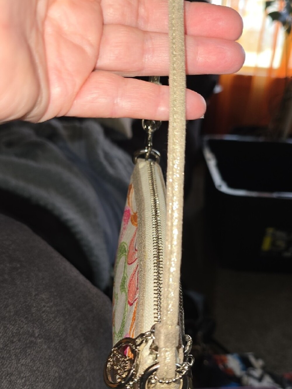 Coach Poppy Signature Canvas Wristlet with Pink, Orange & Gold Accents, EUC - Picture 11 of 13